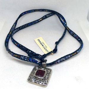 Lucky Brand, Semi Precious Stone Bead Channel Necklace, Crystal Pendant,…